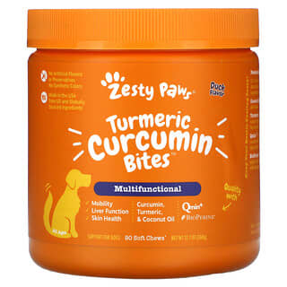 Zesty Paws, Turmeric Curcumin Bites for Dogs, Multifunctional, All Ages, Duck, 90 Soft Chews, 12.7 oz (360 g)