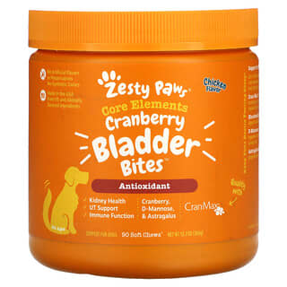 Zesty Paws, Cranberry Bladder Bites for Dogs,  Antioxidant, All Ages, Chicken, 90 Soft Chews, 12.7 oz (360 g)