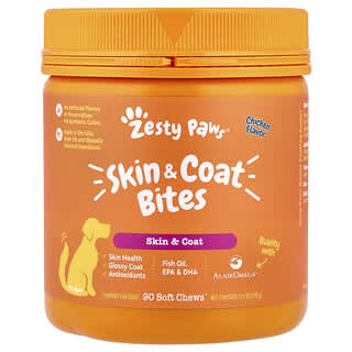 Zesty Paws, От укусов кожи и шерсти, для собак, для всех возрастов, курица, 90 жевательных таблеток, 315 г (11,1 унции)