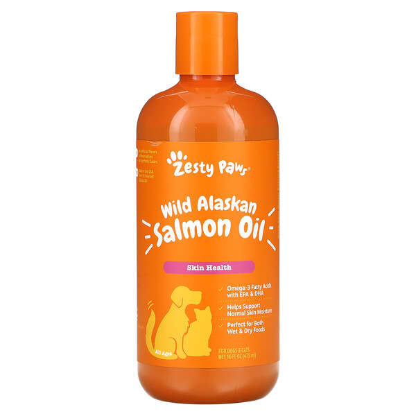 Zesty Paws, Wild Alaskan Salmon Oil for Dogs & Cats, Skin & Coat, All Ages, 16 fl oz (473 ml)
