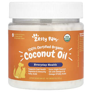 Zesty Paws, 100％認定オーガニックココナッツオイル、犬猫用、全年齢、453g（16オンス）