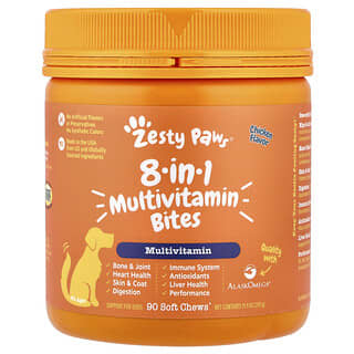 Zesty Paws, 8-in-1 Multivitamin Bites, 8-in-1-Multivitamin-Bites, für Hunde jeden Alters, Hühnchen, 90 Kau-Snacks, 315 g (11,1 oz.)