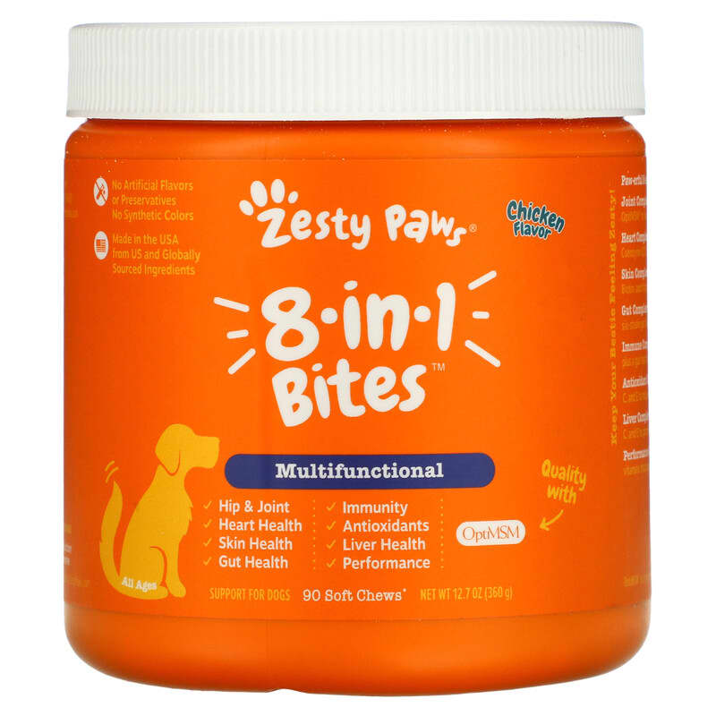 ZESTY PAWS Puppy 8-in-1 Chicken Flavor Soft Chew Supplement for Dogs, 90  count 