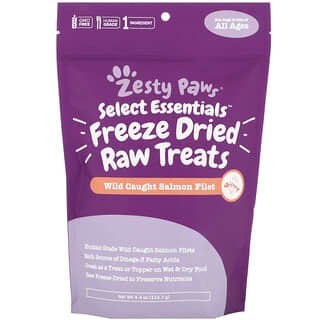 زيستي باوز‏, Select Essentials, Freeze Dried Raw Treats for Dogs and Cats, All Ages, Wild Caught Salmon Filet, 4.4 oz (124.7 g)