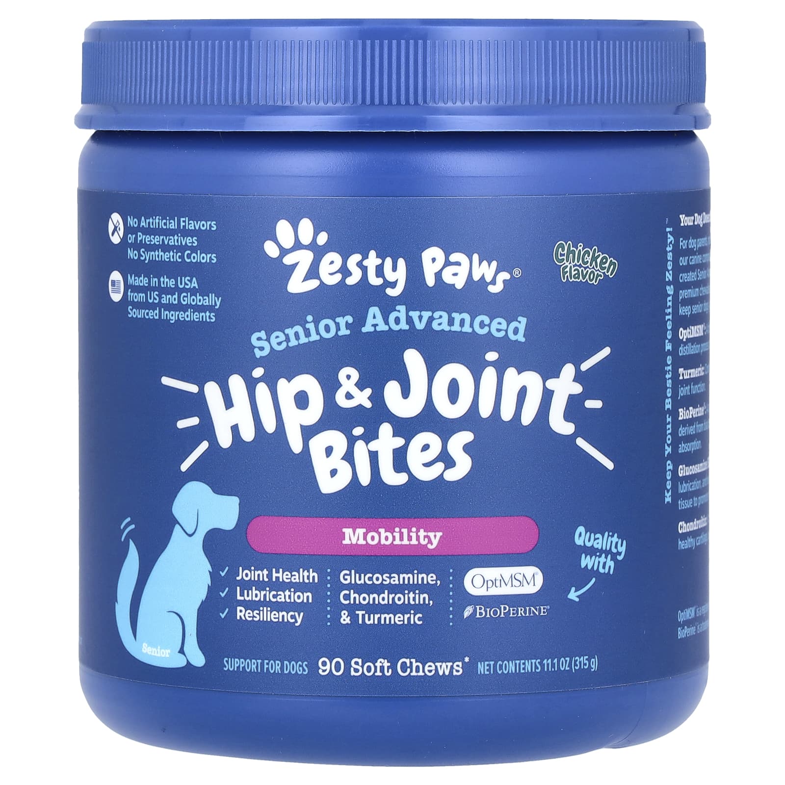 Zesty Paws, Senior Advanced, Hip & Joint Bites, For Dogs, Chicken, 90 ...