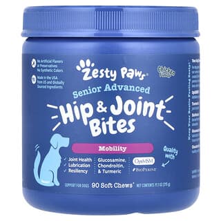 Zesty Paws, Senior Advanced, Hip & Joint Bites, For Dogs, Chicken, 90 Soft Chews, 11.1 oz (315 g)