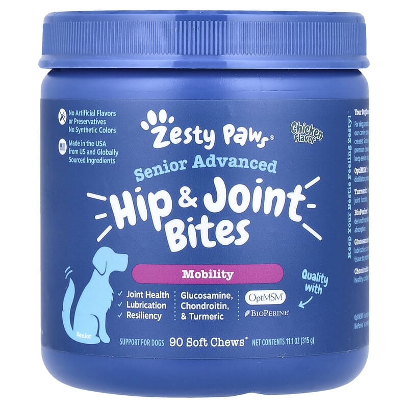 Senior Advanced, Hip Joint Bites, For Dogs, Chicken, 90 Soft