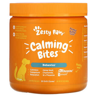 Zesty Paws, Calming Bites for Dogs, Behavior, All Ages, Peanut Butter, 90 Soft Chews, 12.7 oz (360 g)