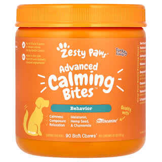 Zesty Paws, Advanced Calming Bites, для собак, для всех возрастов, со вкусом индейки, 90 жевательных таблеток, 315 г (11,1 унции)