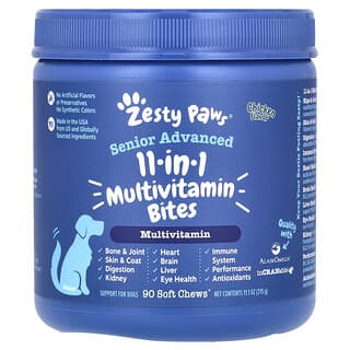 Zesty Paws, Senior Advanced, 11 in 1 Multivitamin Bites, 11-in-1-Multivitamin-Bites, für Hunde, Huhn, 90 Kau-Snacks, 315 g (11,1 oz.)