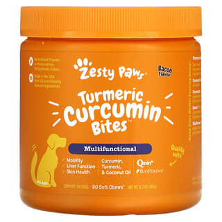 Zesty Paws, Turmeric Curcumin Bites for Dogs, Bacon Flavor, 90 Gomas Mastigáveis