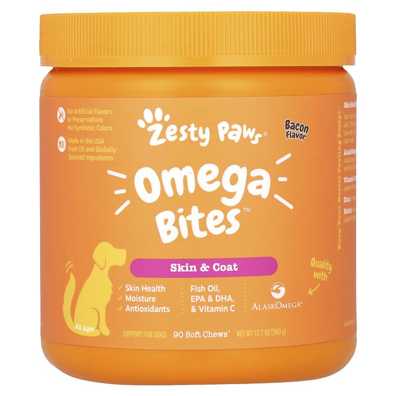 Omega Bites For Dogs All Ages Bacon 90 Soft Chews 12.7 oz 360 g