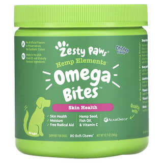 Zesty Paws, Hemp Elements, Omega Bites For Dogs, All Ages, Chicken, 90 Soft Chews, 12.7 oz (360 g)