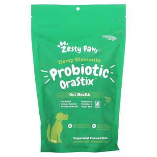 Zesty Paws, Hemp Elements, Probiotic Orastix for Dogs, All Ages, Peppermint, 12 oz (340 g)