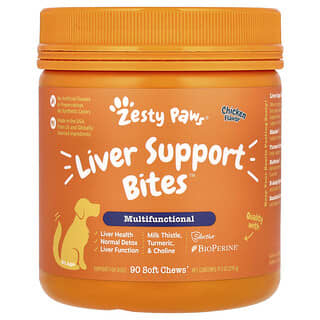 Zesty Paws, Liver Support Bites, Para Cães, Todas as Idades, Frango, 90 Cápsulas Mastigáveis, 315 g (11,1 oz)
