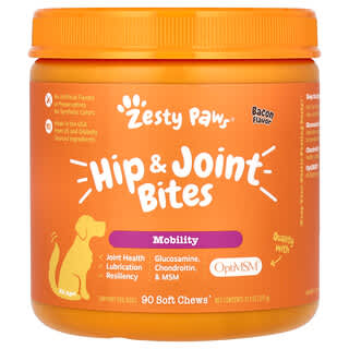 Zesty Paws, Hip & Joint Bites, Hip & Joint Bites, für Hunde, alle Altersgruppen, Bacon, 90 Kau-Snacks, 315 g (11,1 oz.)
