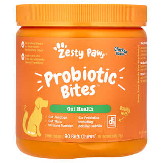 Zesty Paws, Probiotic Bites, Para perros, Todas las edades, Pollo, 90 bocadillos masticables blandos, 315 g (11,1 oz)