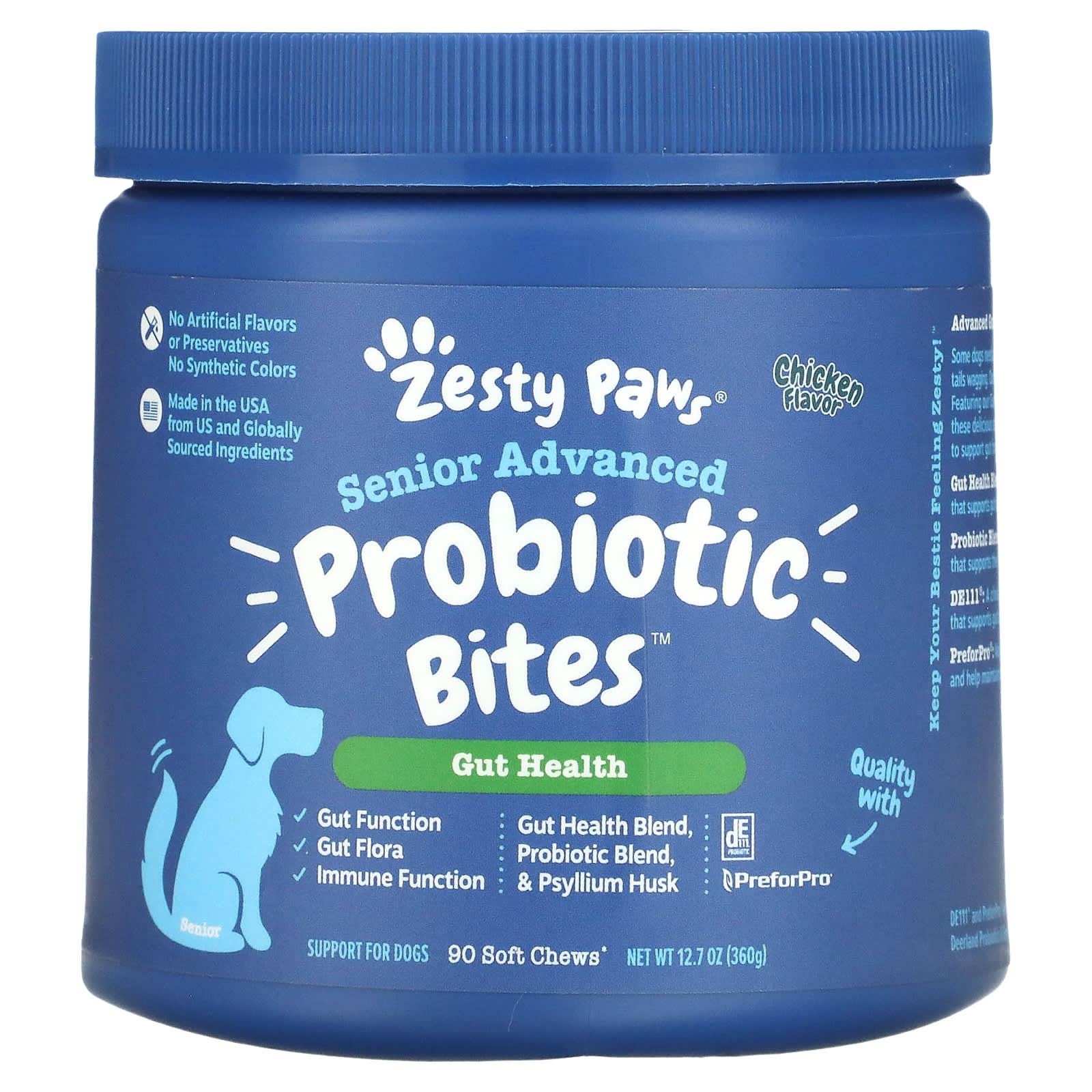 Zesty Paws, Advanced Probiotic Bites for Dogs, Gut Health, Senior 