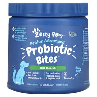 Zesty Paws, Advanced Probiotic Bites for Dogs, Gut Health, Senior, Chicken, 90 Soft Chews, 12.7 oz (360 g)