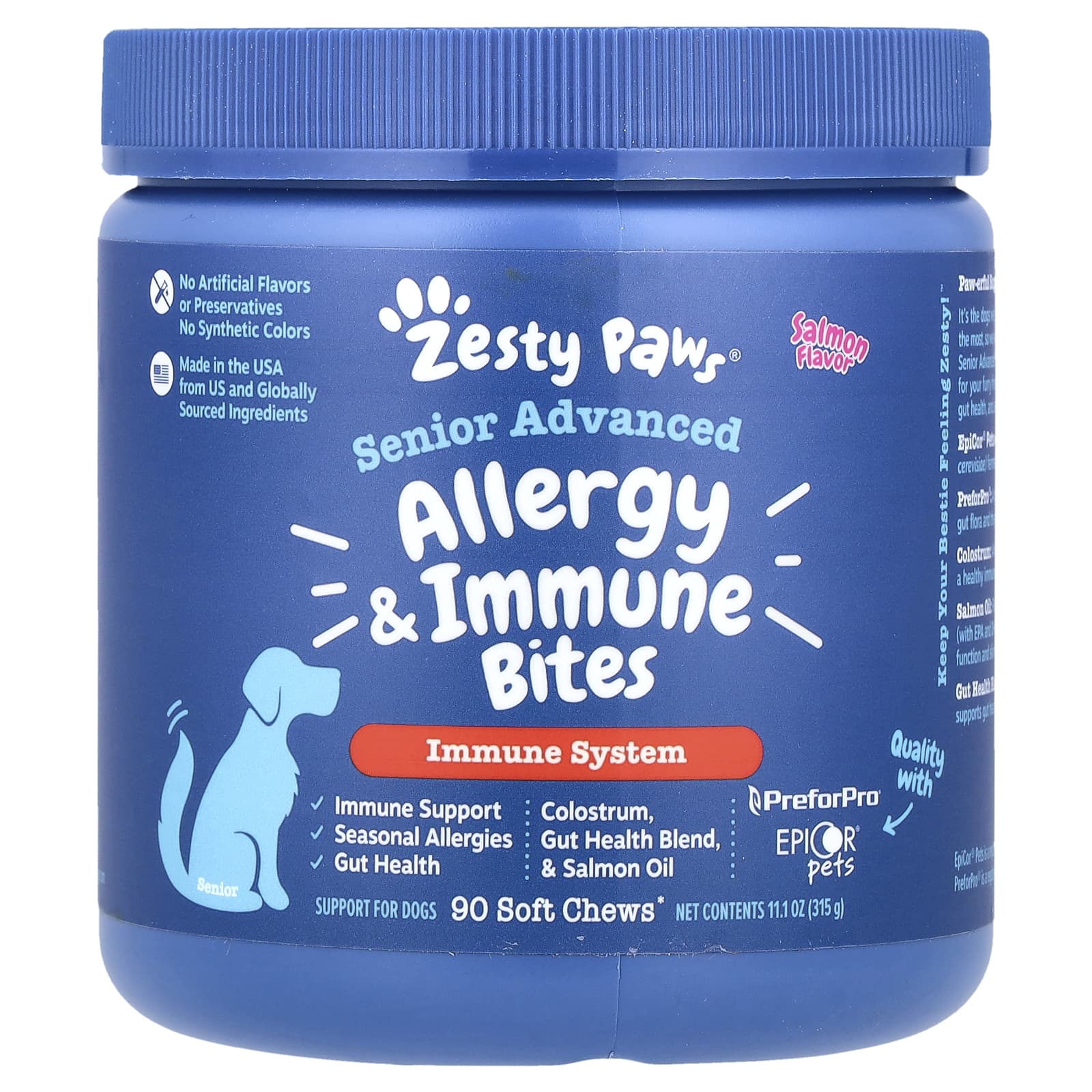 Zesty Paws, Senior Advanced, Allergy & Immune Bites, For Dogs, Salmon ...