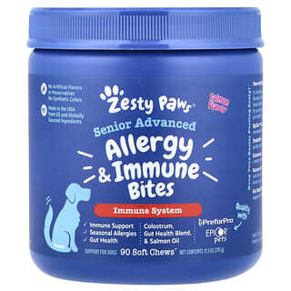 Zesty Paws, Senior Advanced, Allergy & Immune Bites, For Dogs, Salmon, 90 Soft Chews, 11.1 oz (315 g)