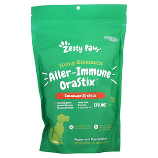 Zesty Paws, Hemp Elements, Aller-Immune NutraStix For Dogs, All Ages, Peppermint, 12 oz (340 g)