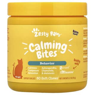 Zesty Paws, Calming Bites, For Cats, All Ages, Bacon, 60 Soft Chews, 2.7 oz (78 g)
