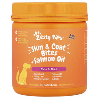 Zesty Paws, Salmon Bites, Para Cães, Todas as Idades, Bacon, 90 Cápsulas Mastigáveis, 360 g (12,7 oz)