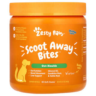 Zesty Paws, Scoot Away Bites, Pour chiens, Tous âges, Poulet, 90 friandises molles à mâcher, 360 g
