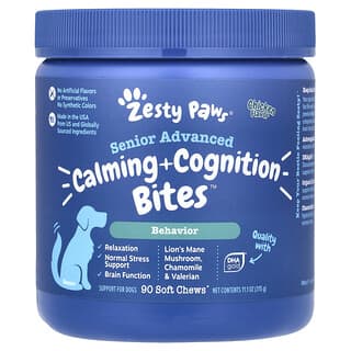 Zesty Paws, Sênior Advanced, Calmante + Cognition Bites, Para Cães, Frango, 90 Cápsulas Mastigáveis, 315 g (11,1 oz)