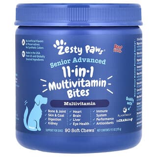 Zesty Paws, Senior Advanced, 11-in-1 Multivitamin Bites, For Dogs, Beef, 90 Soft Chews, 11.1 oz (315 g)