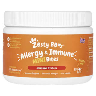 Zesty Paws, Allergy & Immune Mini Bites, Para perros, Cordero, 90 bocadillos masticables blandos, 157 g (5,5 oz)