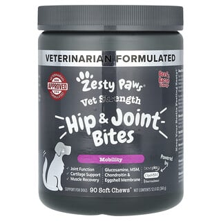 Zesty Paws, Vet Strength, Hip & Joint Bites, Vet Strength, Hip & Joint Bites, für Hunde, alle Altersgruppen, Rindfleisch und Speck, 90 Kau-Snacks, 360 g (12,6 oz.)