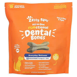 Zesty Paws, All-in-One, функциональный комплекс для костей зубов, для собак всех возрастов, корица, 12 средних зубов, 227 г (8 унций)
