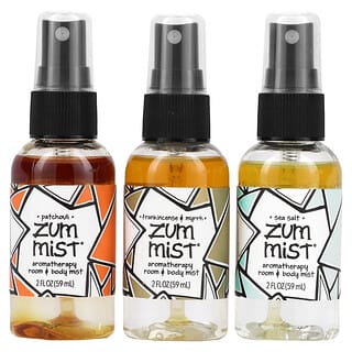 ZUM, Zum Mist, Mini Sala de Aromaterapia e Bruma Corporal, Pacote Trio, Pacote com 3, 59 ml (2 fl oz) Cada