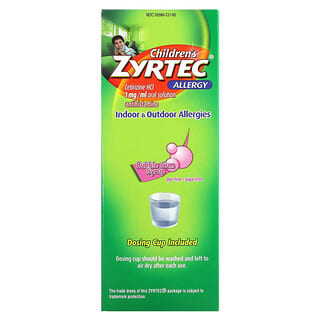 Zyrtec, дитячий сироп від алергії, для дітей від 2 років, жувальна гумка, 5 мг, 118 мл (4 рідк. унції)