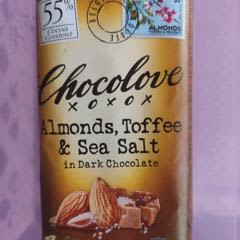 アーモンド、トフィー＆海塩入りダークチョコレート、カカオ55％、90g