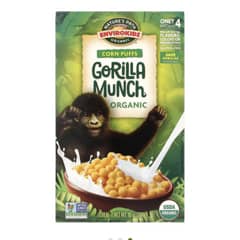 チキン&ドロップ&ドロップOG EnviroKidz, Organic Corn Puffs Gorilla Munch Cereal, 10 oz