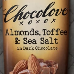 アーモンド、トフィー＆海塩入りダークチョコレート、カカオ55％、90g