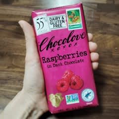 ラズベリー入りダークチョコレート、ココア55％、88g（3.1オンス）