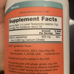Citrate De Calcium En Poudre Now Foods - 227 G, Complément Alimentaire Neuf