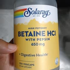 Bétaïne HCI Avec Pepsine Et Acide Glutamique Solaray - 60 Capsules Végétales, Neuf