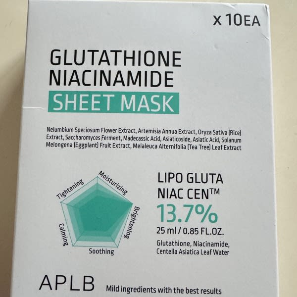 aplb glutathione niacinamide sheet mask ingredients APLB Glutathione Niacinamide Sheet Mask (10ea) main image 0