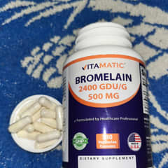 Vitamatic Bromelain 500mg Capsules – 2400 GDU/g, 180 Count For Digestive Health