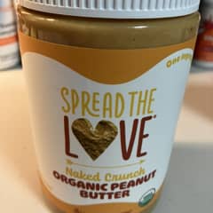 Spread The Love NAKED CRUNCH Organic Peanut Butter - No Salt, No Sugar, No Palm Oil (48oz Jar)