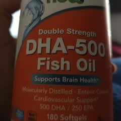 NOW Foods Double Strength DHA-500 - Huile De Poisson 180 Softgels - Concentré En Oméga-3 (EPA/DHA) - Neuf