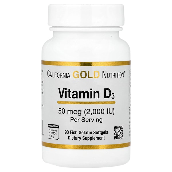 Vitamin D3, 2000 IU, 90 capsules