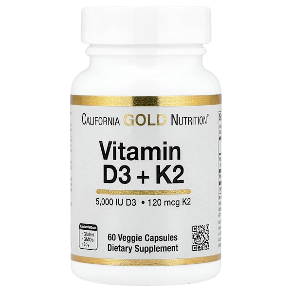 Vitamins D3 and K2 (MK-7), 60 vegetarian capsules