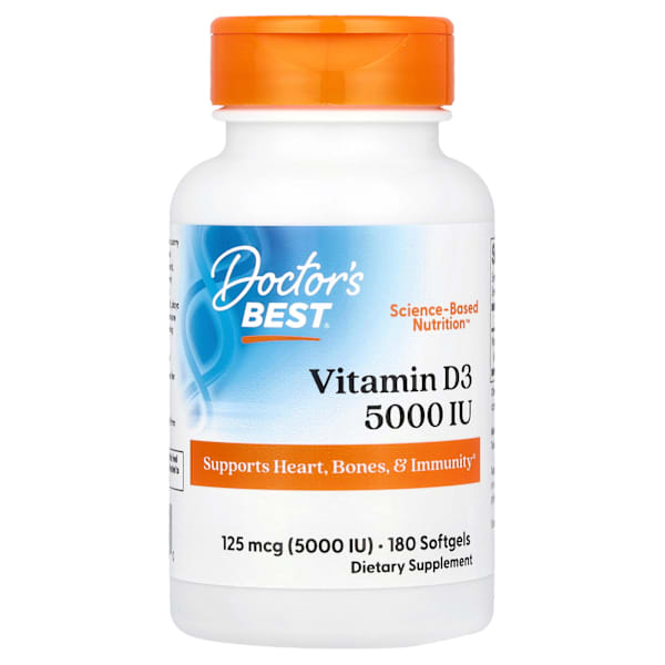Vitamin D3, 5000 IU, 180 Softgels