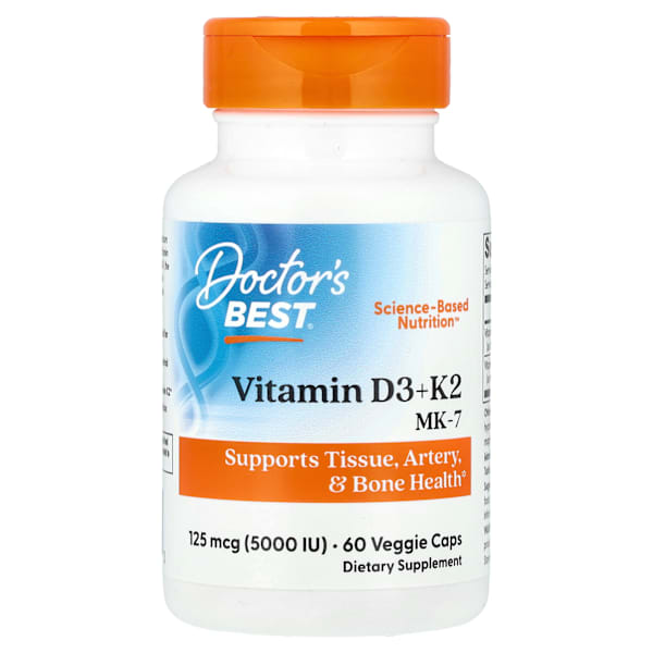 Vitamin D3 + K2 with MenaQ7, 60 Veggie Caps